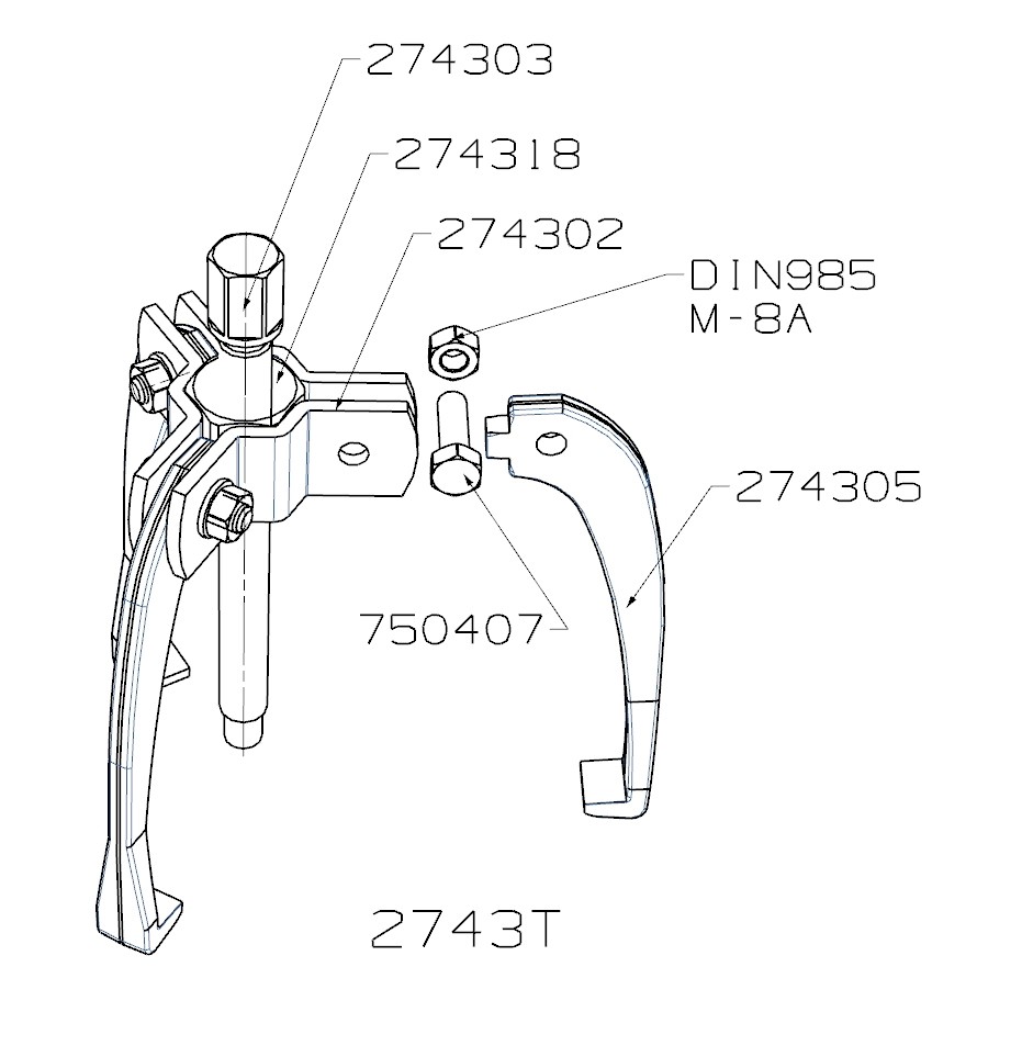 EXTRACTOR FORZA SERIE 2740T AUTOCENTRANTE LIGERO DE 3 PATAS